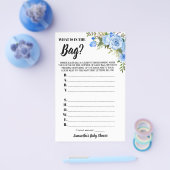 青いフローラ赤ちゃんシャワーバッグゲームの内容 チラシ (シングル)