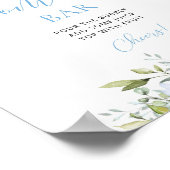 青いフローラ赤ちゃんシャワー母 – osaバー標識 ポスター (角)