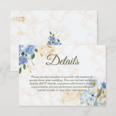 青いフローラ金ゴールド結婚大理石のエンクロージャカード エンクロージャーカード (正面/裏面)