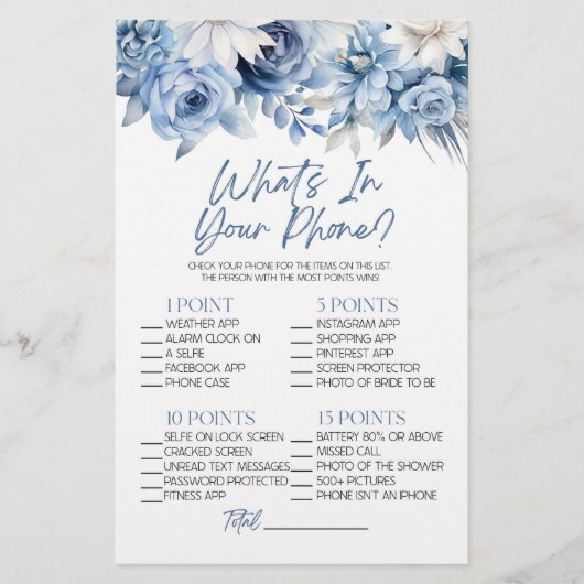 青いフローラ電話で何がブライダルシャワーゲーム 便箋 (正面)