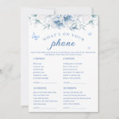 青いフローラ電話のブライダルゲームカードの内容 招待状 (正面)