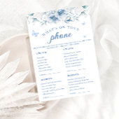 青いフローラ電話のブライダルゲームカードの内容 招待状