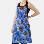 青いフローラ青ひまわり青いデイジーパターン エプロン (インサイチュ)