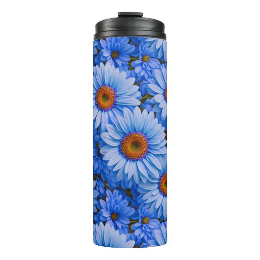 青いフローラ青ひまわり青いデイジーパターン タンブラー (正面)