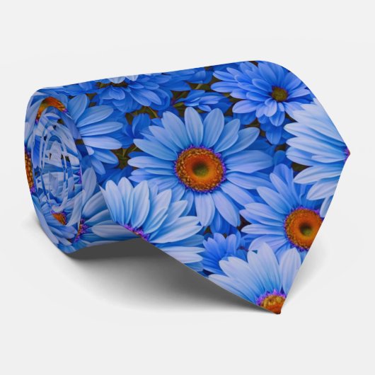 青いフローラ青ひまわり青いデイジーパターン ネクタイ (ロール)