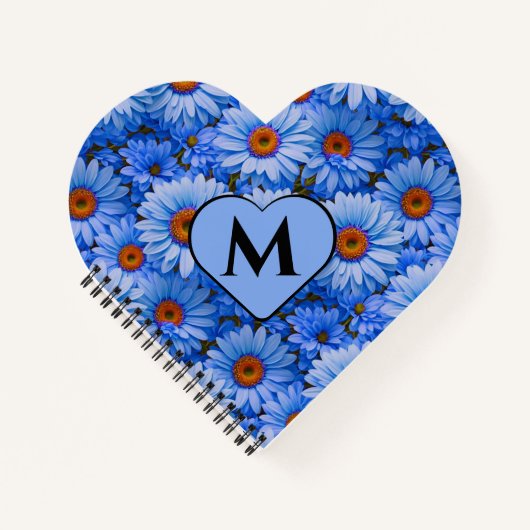 青いフローラ青ひまわり青いデイジーパターン ノートブック (正面)