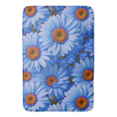 青いフローラ青ひまわり青いデイジーパターン バスマット (正面縦)