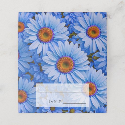 青いフローラ青ひまわり青いデイジーパターン プレイスカード (外部開封)