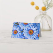 青いフローラ青ひまわり青いデイジーパターン プレイスカード (裏面)