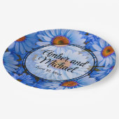 青いフローラ青ひまわり青いデイジーパターン ペーパープレート (アングル)