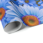 青いフローラ青ひまわり青いデイジーパターン ラッピングペーパー (ロールコーナー)