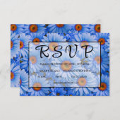 青いフローラ青ひまわり青いデイジーパターン 出欠カード (正面/裏面)