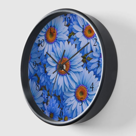 青いフローラ青ひまわり青いデイジーパターン 壁時計 (傾斜)