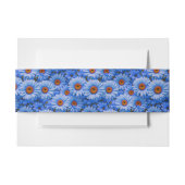 青いフローラ青ひまわり青いデイジーパターン 招待状ベリーバンド (正面例)
