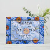 青いフローラ青ひまわり青いデイジーパターン 招待状 (スタンド正面)