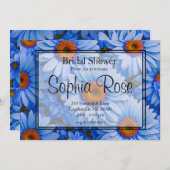 青いフローラ青ひまわり青いデイジーパターン 招待状 (正面/裏面)