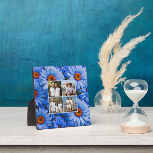 青いフローラ青ひまわり青いデイジー4写真 フォトプラーク (インサイチュ)