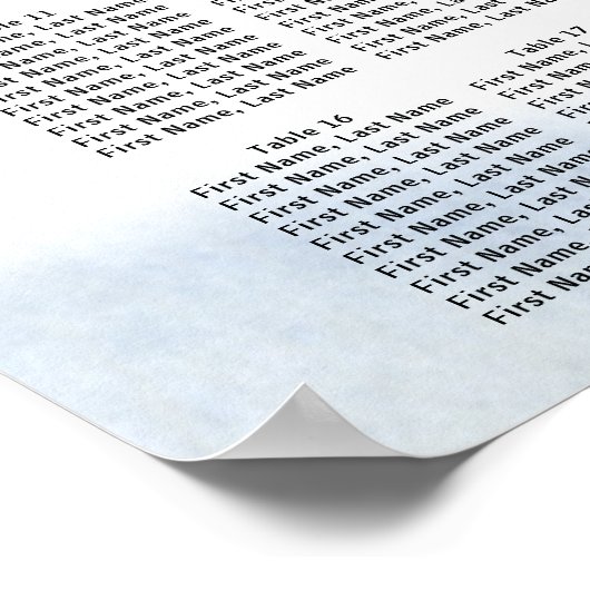 青いフローラ20台のDIY結婚の座席表 ポスター (角)