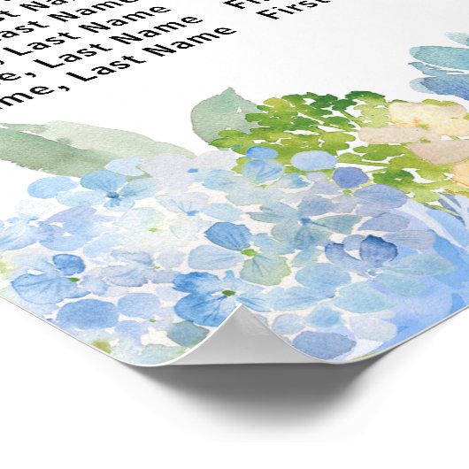 青いフローラ8結婚テーブルの座席表 ポスター (角)