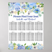 青いフローラ8結婚テーブルの座席表 ポスター (正面)