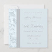 青いフローラ90番目のバースデーパーティ招待状 招待状 (裏面)