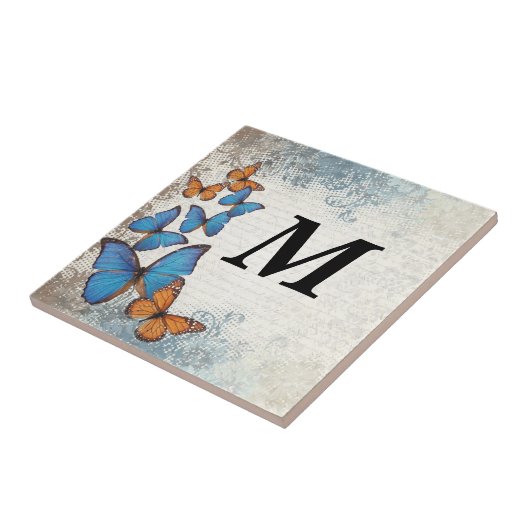 青いフローラ タイル (側面)