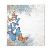 青いフローラ ノートパッド (正面)