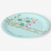青いフローラ（ピンク） ペーパープレート (アングル)