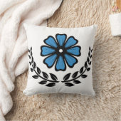 青いフローラ – ポリエステル装飾用クッション16インチx 16インチ クッション (ブランケット)