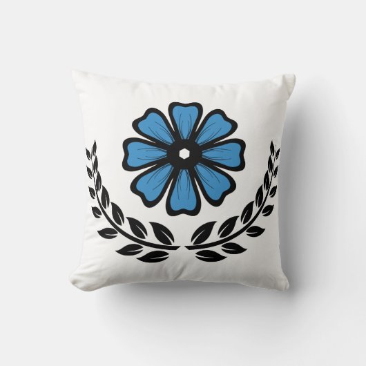青いフローラ – ポリエステル装飾用クッション16インチx 16インチ クッション (正面)