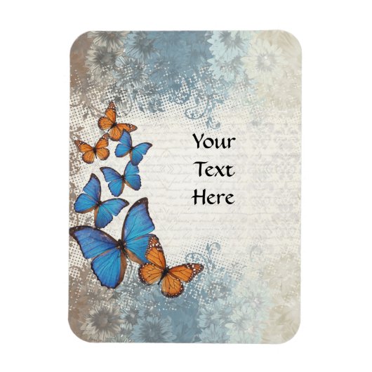 青いフローラ マグネット (縦)