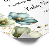 青いフローラ「男の子だ」赤ちゃんシャワー歓迎サイン ポスター (角)