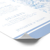 青いフローラChinoiserieメニューインスタントダウンロード ポスター (角)