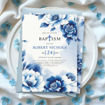 青いフローラChinoiserie、水色洗礼