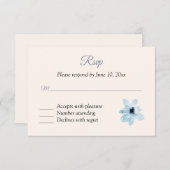 青いフローラRSVP応答カード 出欠カード (正面/裏面)