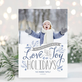 青いフローラWhimsy 2写真折り畳み シーズンカード