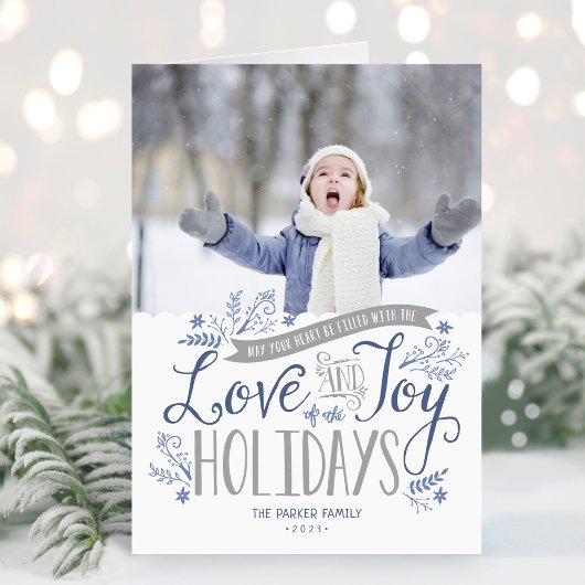 青いフローラWhimsy 2写真折り畳み シーズンカード