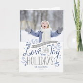 青いフローラWhimsy 2写真折り畳み シーズンカード (正面)