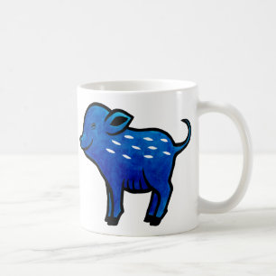 青いブタのマグのかわいいブタの芸術のユニークなブタのグラフィックの コーヒーマグカップ
