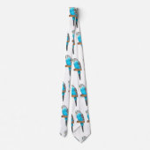 青いブデガーの鳥の漫画イラストレーション ネクタイ (裏面)