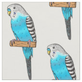 青いブデガーの鳥の漫画イラストレーション ファブリック (クローズアップ)