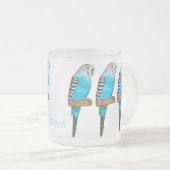 青いブデガーの鳥の漫画イラストレーション フロストグラスマグカップ (正面右)