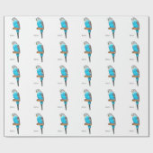 青いブデガーの鳥の漫画イラストレーション ラッピングペーパー (フラット)