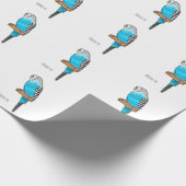 青いブデガーの鳥の漫画イラストレーション ラッピングペーパー (角)