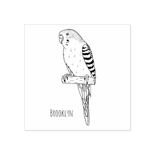 青いブデガーの鳥の漫画イラストレーション ラバースタンプ (インプリント)