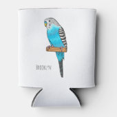 青いブデガーの鳥の漫画イラストレーション 缶クーラー (正面)