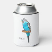 青いブデガーの鳥の漫画イラストレーション 缶クーラー (缶裏面)