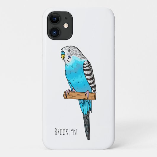 青いブデガーの鳥の漫画イラストレーション Case-Mate iPhoneケース (裏面)
