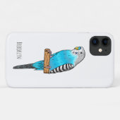 青いブデガーの鳥の漫画イラストレーション Case-Mate iPhoneケース (裏面(横))