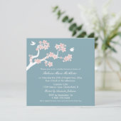 青いブライダルシャワーの招待の桜 招待状 (スタンド正面)